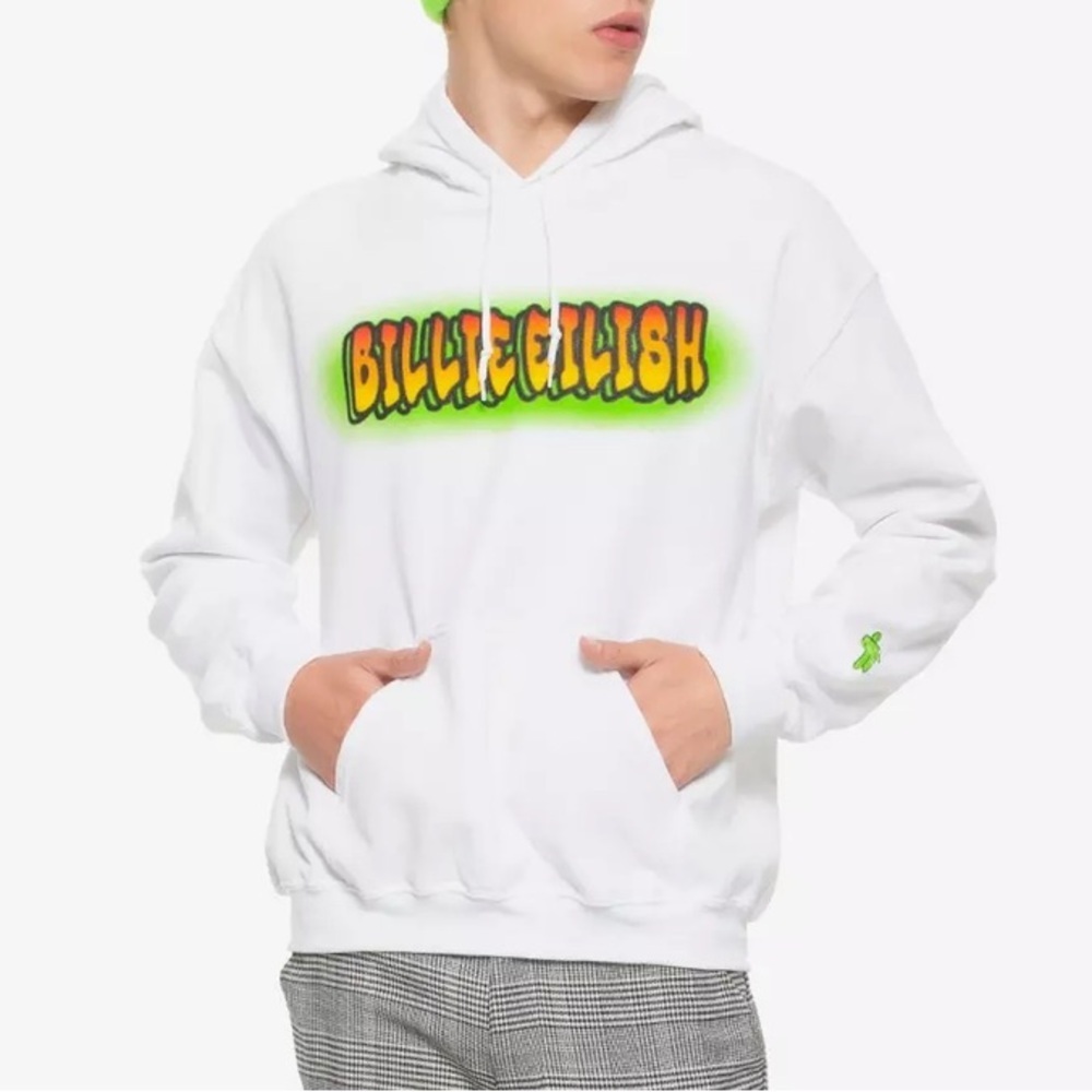 Billie Eilish‎ Graffiti Graphic Hoodie Sweatshirt White Large
